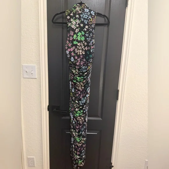 AFRM Los Angeles Sonia Ruched Floral Dress | Black | Small - Picture 3 of 6